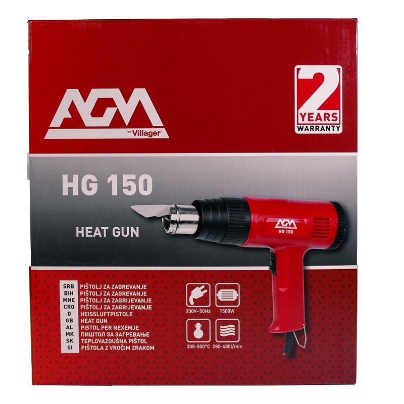 Строительный фен AGM HG 150 / 1500Вт 300-400 градусов 280-480 л/мин