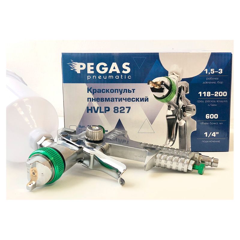 Краскопульт Pegas pneumatic HVLP827 сопло 1,4 мм фото 2