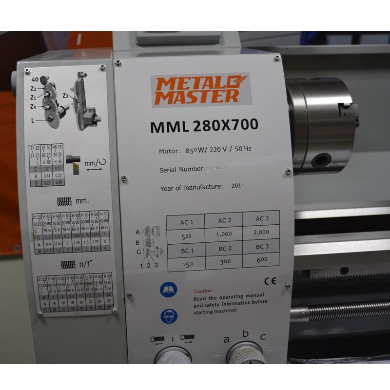 Токарный станок Metal Master MML 2870 V (таблицы с техническими данными)