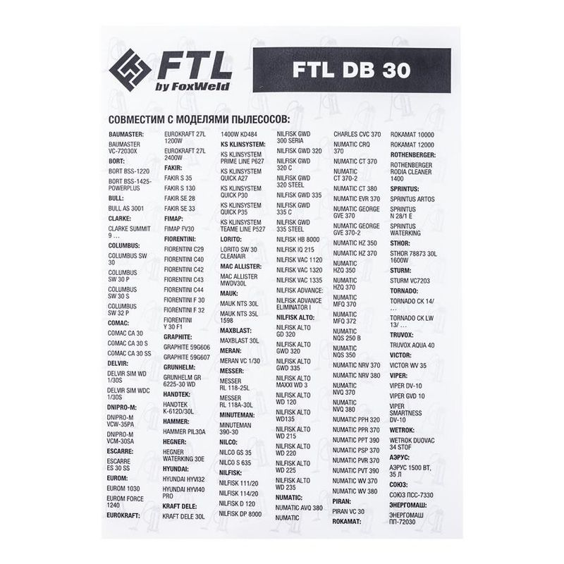Мешок-пылесборник FoxWeld FTL DB 30 (комплект 5 шт.)