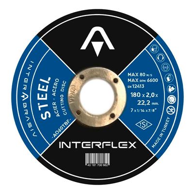 Круг отрезной по металлу INTERFLEX 180x2,0x22 ,23