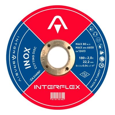 Круг отрезной по нержавеющей стали (Inox) INTERFLEX 180x2,0x22 ,23