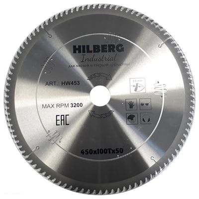 Пильный диск Hilberg Industrial 450x50x100T для распила древесины