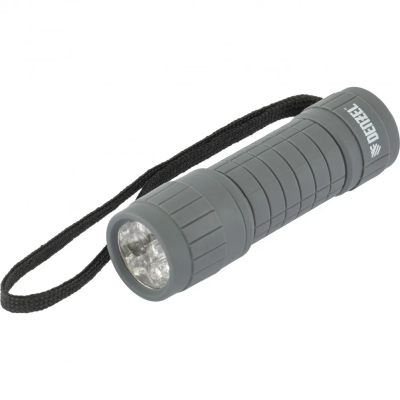 Фонарь светодиодный Denzel серый корпус с мягким покрытием, 9 Led, 3хААА - фото 1