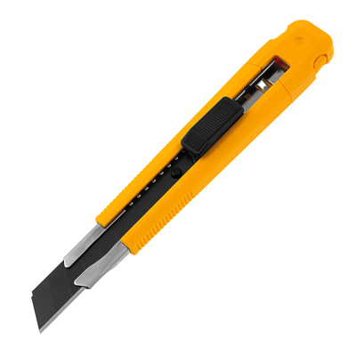 Нож 18 мм сменное лезвие Denzel SK4 метал. направляющая, клипса, нажимной фиксатор - фото 1