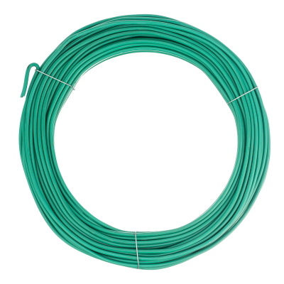 Проволока для подвязки, стальная в ПВХ (зеленый) 25 м, внутр. 1.6 мм / внеш. 3 мм Сибртех - фото 1
