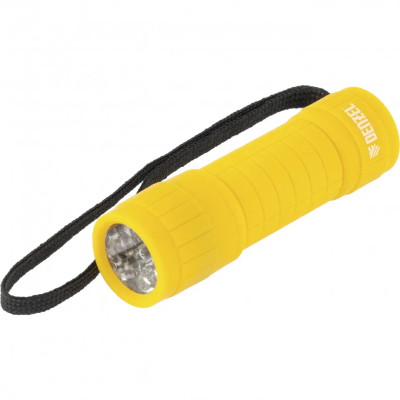 Фонарь светодиодный Denzel желтый корпус с мягким покрытием, 9 Led, 3хААА - фото 1